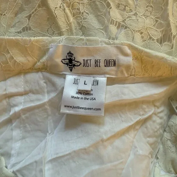 Just Bee Queen Carmella White Lace Midi Skirt - Size Large - Picture 4 of 10